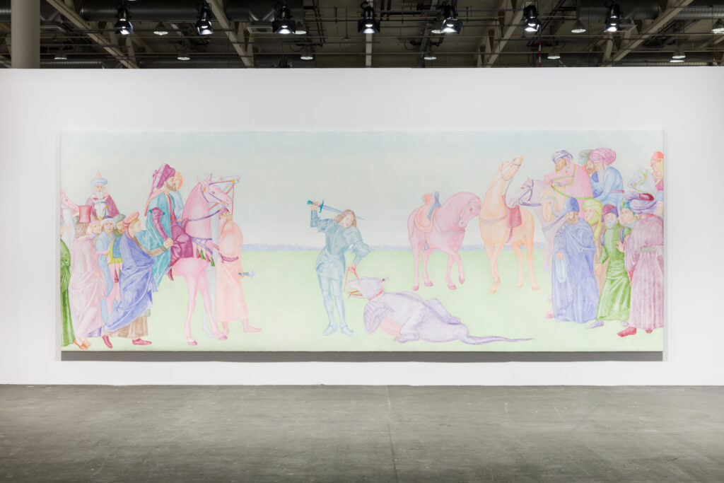 Salvo, Il trionfo di San Giorgio, 1974. Pastel on paper mounted on canvas 270 x 760 cm. Credits Mark Blower. Courtesy of Mazzoleni, London - Torino.