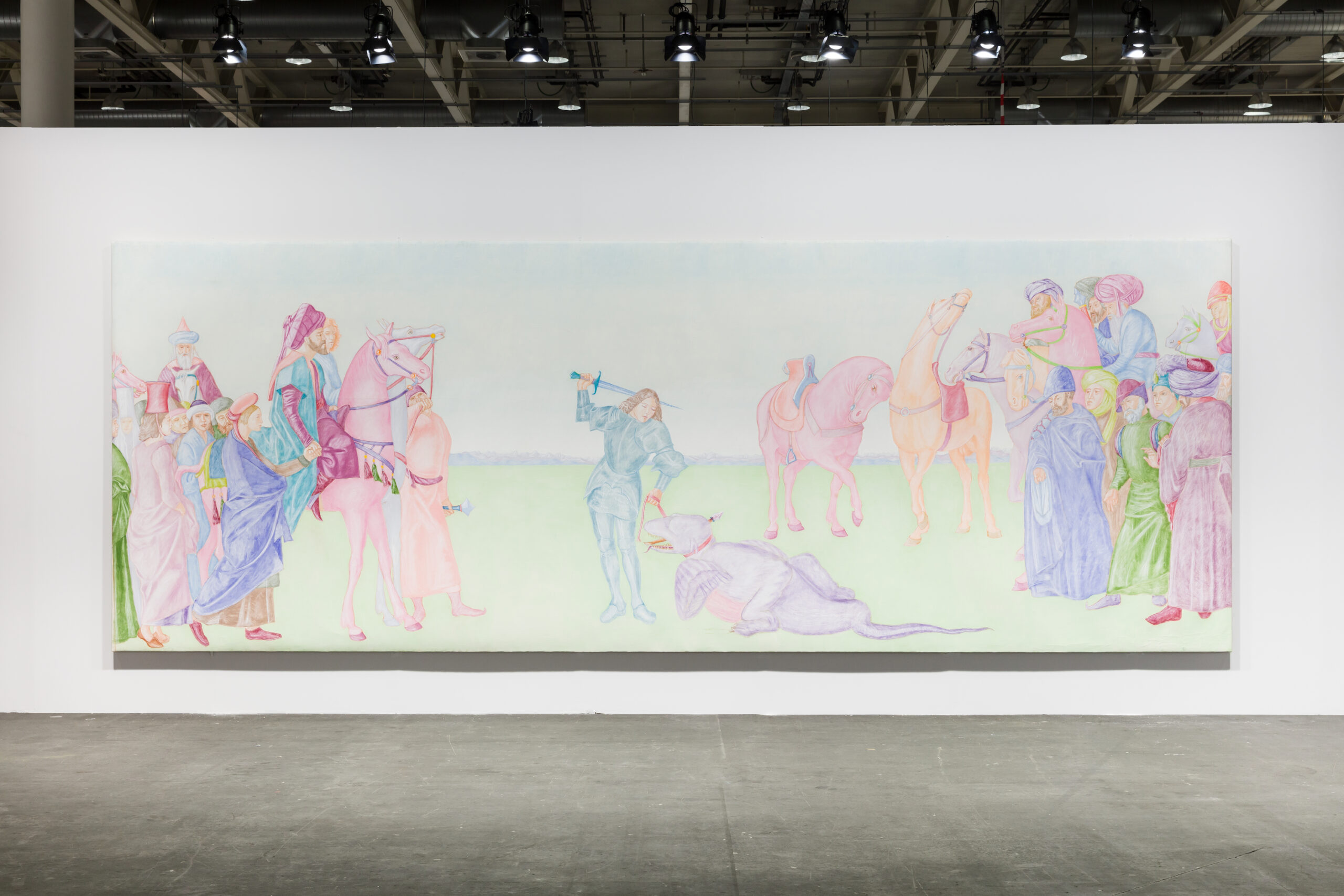 Salvo, Il trionfo di San Giorgio, 1974. Pastel on paper mounted on canvas 270 x 760 cm. Credits Mark Blower. Courtesy of Mazzoleni, London - Torino.